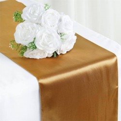 Chemin de table mariage satin or