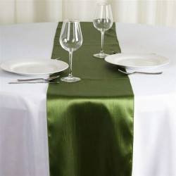 Chemin de table satin vert olive