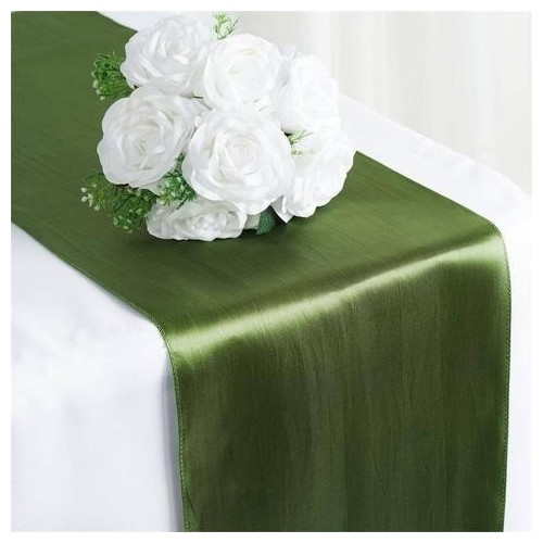 Chemin de table satin vert olive