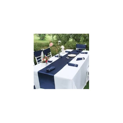 Chemin de table mariage satin bleu marine