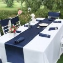 Chemin de table mariage satin bleu marine