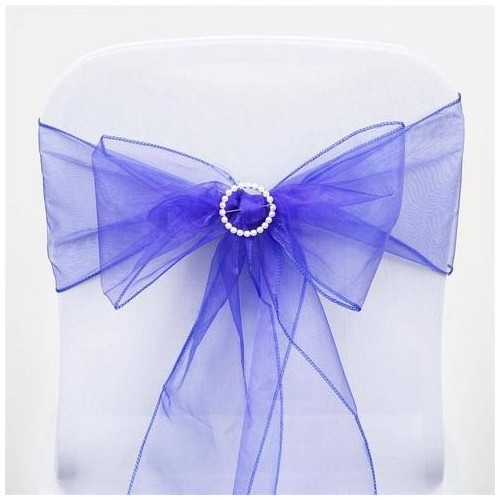 Noeud de chaise mariage organza bleu roi