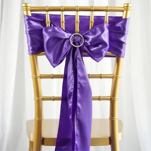 Noeud de chaise mariage satin violet