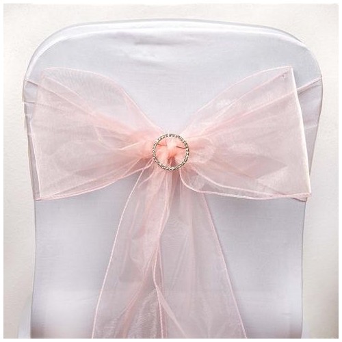 Noeud de chaise mariage organza rose quartz