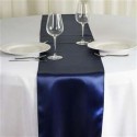 Chemin de table mariage satin bleu marine