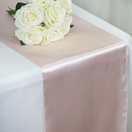 Chemin de table mariage satin rose poudré