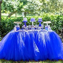 Jupe de table en tulle bleu roi