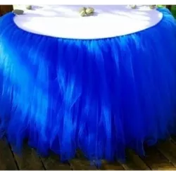 Jupe de table en tulle bleu roi