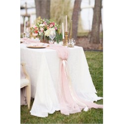 Chemin de table mousseline blush