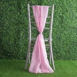 Chemin de table mousseline rose pale