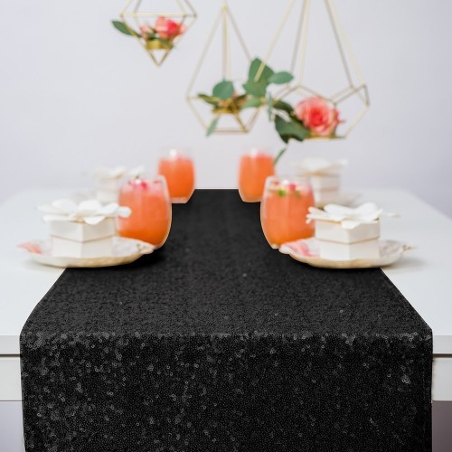 Chemin de table sequin noir