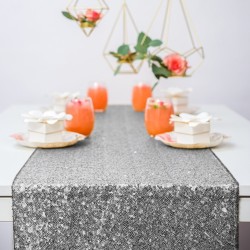 Chemin de table sequin argent