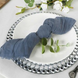 Serviette de table gaze de coton bleu orage