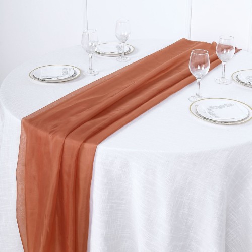 Chemin de table mousseline terracotta