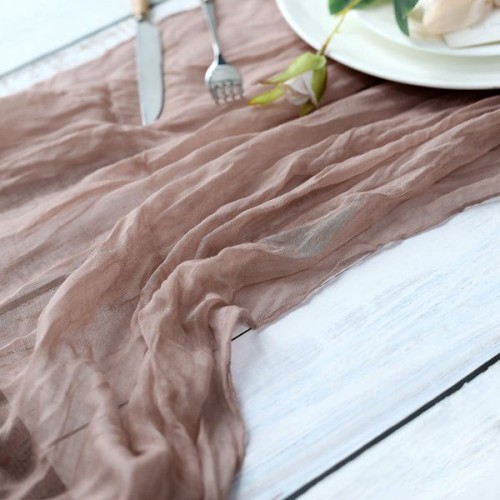 Chemin de table gaze de coton blush