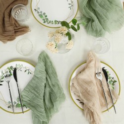 Serviette de table gaze de coton sauge