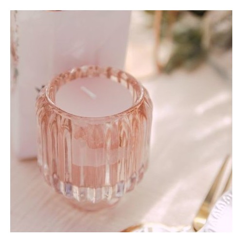 Photophore rainure rose poudré