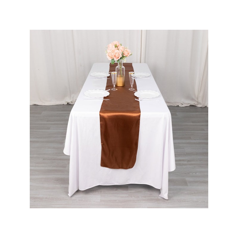 chemin de table satin marron glacé