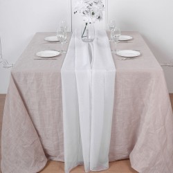 Chemin de table mousseline blanche