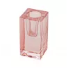 Bougeoir flambeau en verre rose pastel