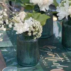 Vase bouteille bleu canard