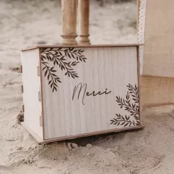 Urne "Merci" en Bois Brut