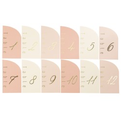 12 Marque-Tables Curve Papier Nude Blush Terracotta et Or