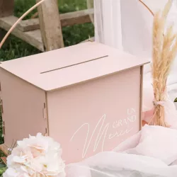 Urne "Un Grand Merci"  rose poudré