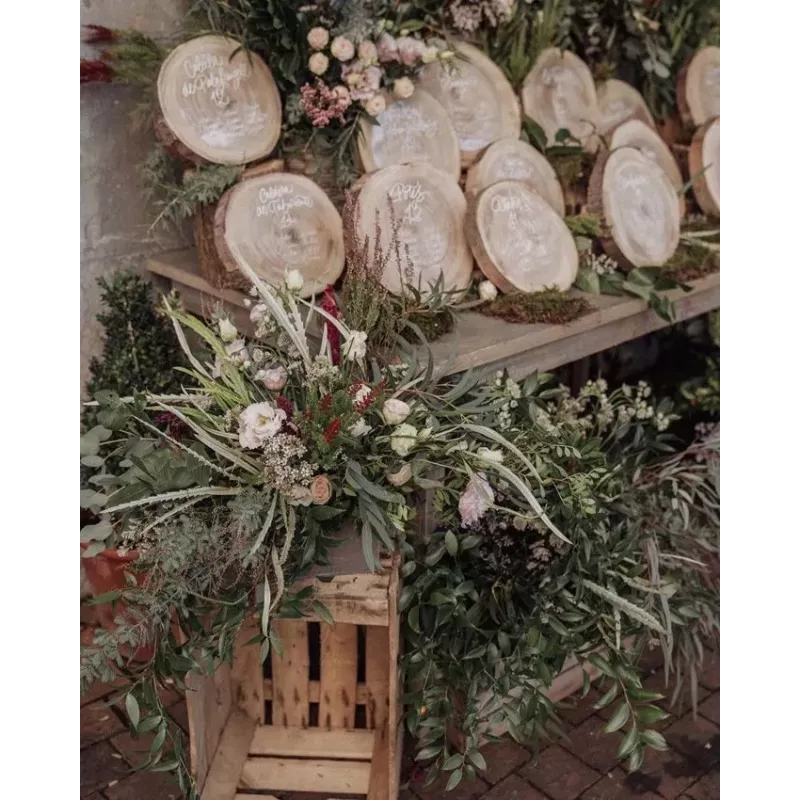Centre De Table Rondin Bois Naturel Authentique - Diamètre 25-30 Cm, Style Champêtre Rustique