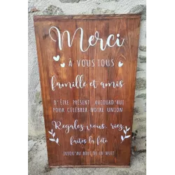 Panneau  Remerciements Mariage