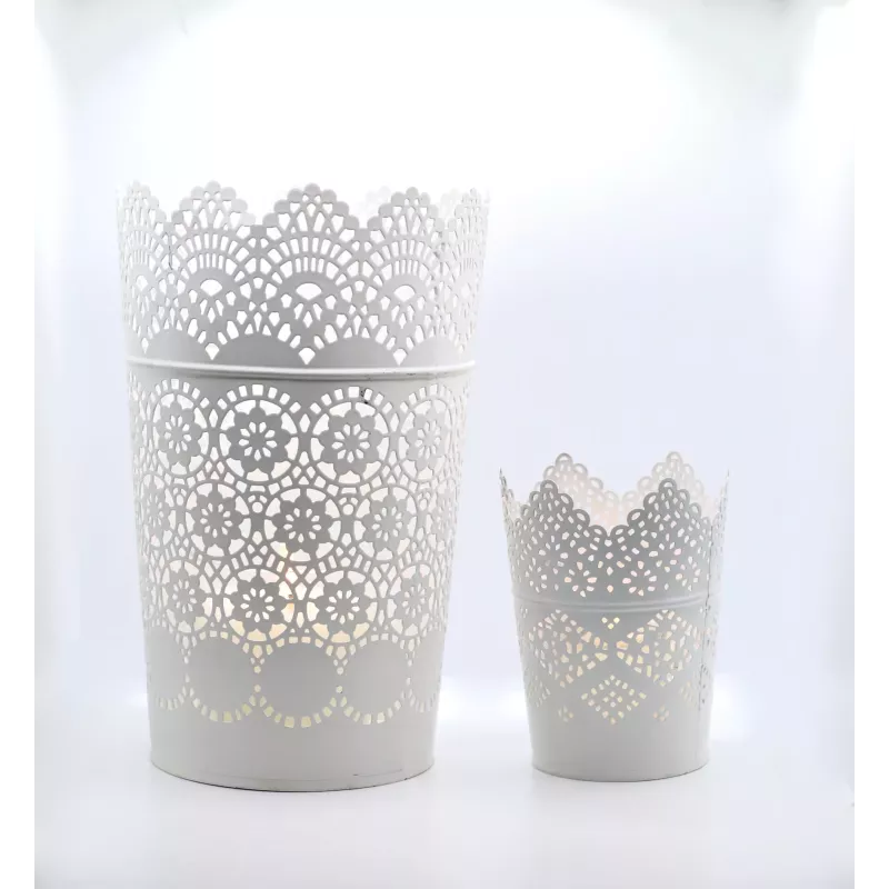 Grand Photophore dentelle blanche