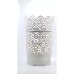 Grand Photophore dentelle blanche