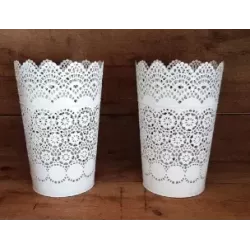 Grand Photophore dentelle blanche