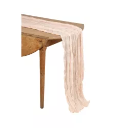Chemin de table gaze de coton  rose poudré