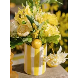 Vase en céramique jaune et blanc