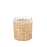 photophore en verre et cannage naturel