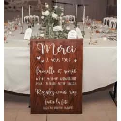 Panneau  Remerciements Mariage