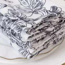 Serviette de table florale noire