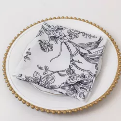 Serviette de table florale noire