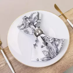 Serviette de table florale noire