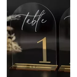 Numéro de table plexiglas doré