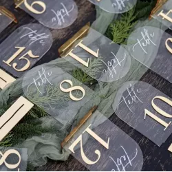 Numéro de table plexiglas doré