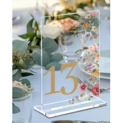 Numéro de table plexiglas floral