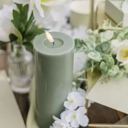 Location de Bougie Pilier LED sauge 15 cm en cire