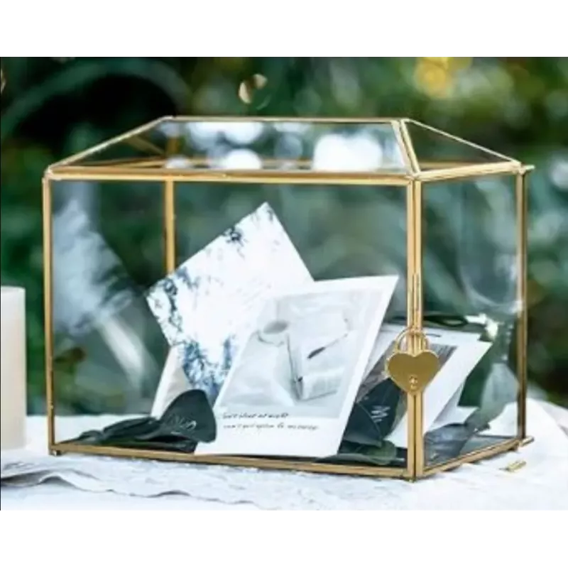 Urne de mariage en verre doré Urne de mariage en verre doré