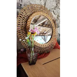 Location  miroir rond en osier