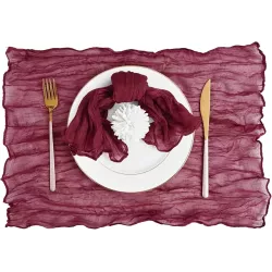 Serviette de table gaze de coton bordeaux