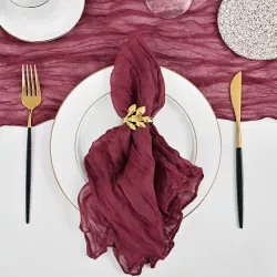 Serviette de table gaze de coton bordeaux