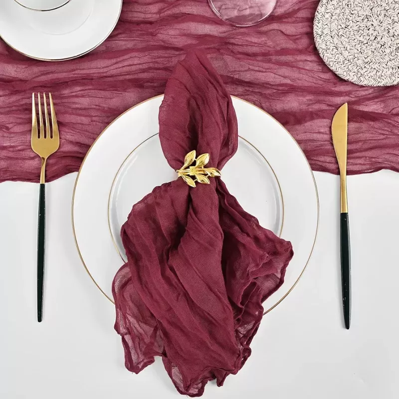 Serviette de table gaze de coton bordeaux