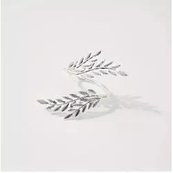 Rond de serviette feuillage  argenté